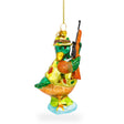 Glass Adventurous Duck the Hunter - Blown Glass Christmas Ornament in Multi color