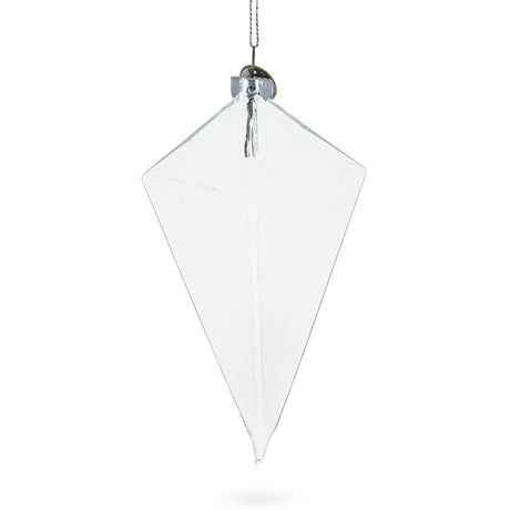 Glass Diamond Shape - Blown Clear Glass Christmas Ornament 3.6 Inches in Clear color Rhombus