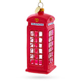 Glass Red Telephone Booth in London, United Kingdom - Timeless Blown Glass Christmas Ornament in Red color