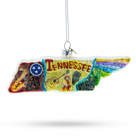 Glass Celebrating the Volunteer State: Tennessee State Symbols - Blown Glass Christmas Ornament in Multi color