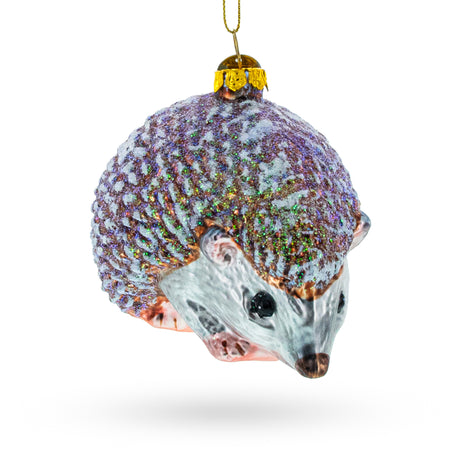 Glass Sparkling Hedgehog - Blown Glass Christmas Ornament in Multi color