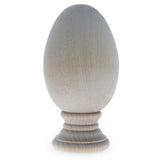 Unfinished Blank Wooden Egg with Detachable Stand 3.25 Inches in Beige color, Oval shape