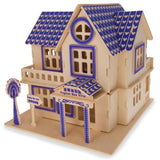 Wood Family Home House Building Model Kit Wooden 3D Puzzle in beige color