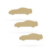 Wood 3 Race Cars Unfinished Wooden Shapes Craft Cutouts DIY Unpainted 3D Plaques 4 Inches in Beige color