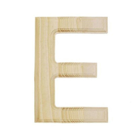 Wood Unfinished Unpainted Wooden Letter E (6 Inches) in Beige color