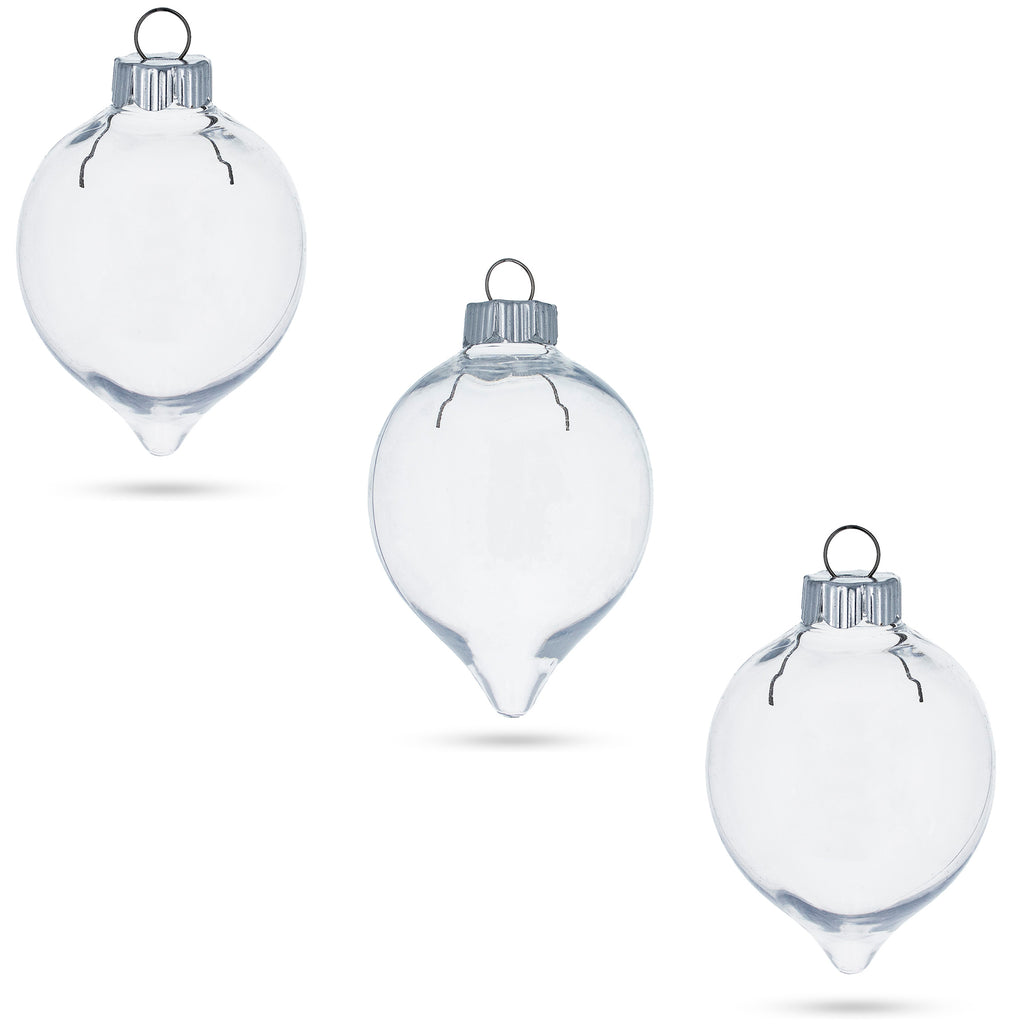 Plastic Set of 3 Clear Plastic Water Drop Christmas Ornaments 3.94 Inches in Clear color Round