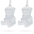 Plaster Set of 2 Blank White Unfinished Unpainted Plaster Teddy Bear Ornaments 3.5 Inches in White color