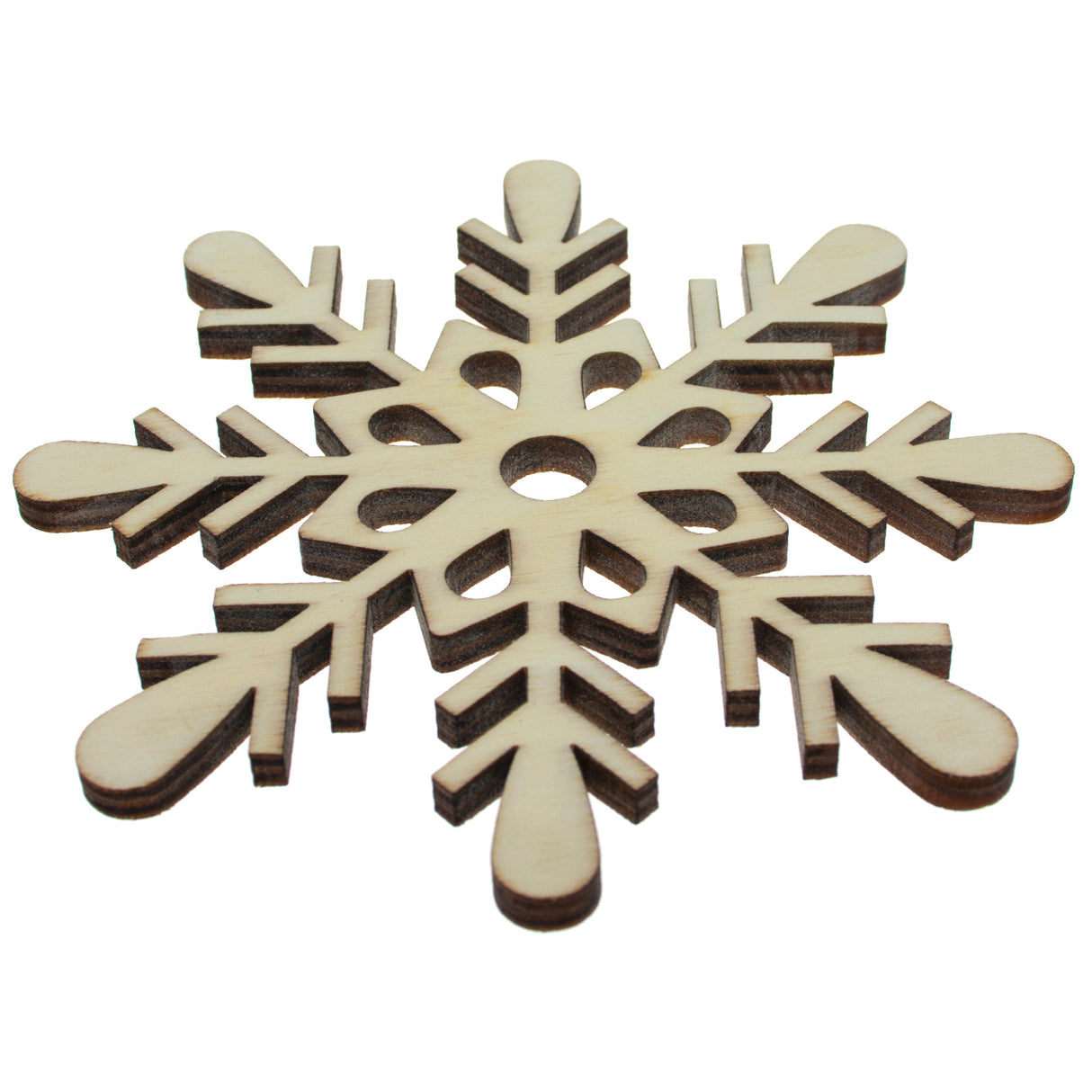 Unfinished Wooden Classic Snowflake Shape Cutout DIY Craft 4.2 Inches in Beige color,  shape