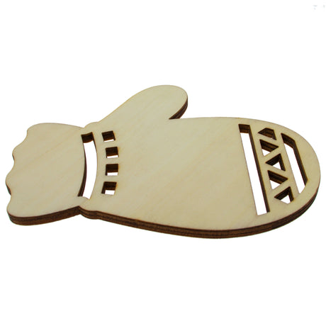 Wood Unfinished Wooden Mitten Shape Cutout DIY Craft 5 Inches in Beige color