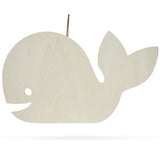 Wood Unfinished Wooden Whale Shape Cutout DIY Craft Ornament 14.5 Inches in Beige color