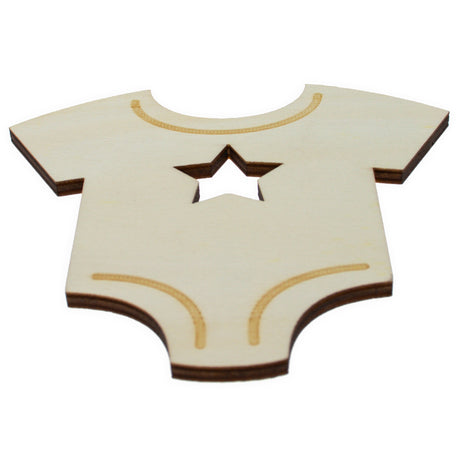 Wood Unfinished Wooden Baby Outfit Shape Cutout DIY Craft 4.2 Inches in Beige color