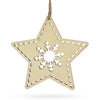 Wood Unfinished Wooden Star Ornament with Snowflake DIY Craft 4 Inches in Beige color Star
