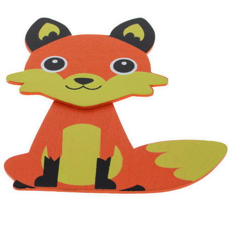 Wood Painted Wooden Fox Cutout DIY Craft 4.3 Inches in Orange color