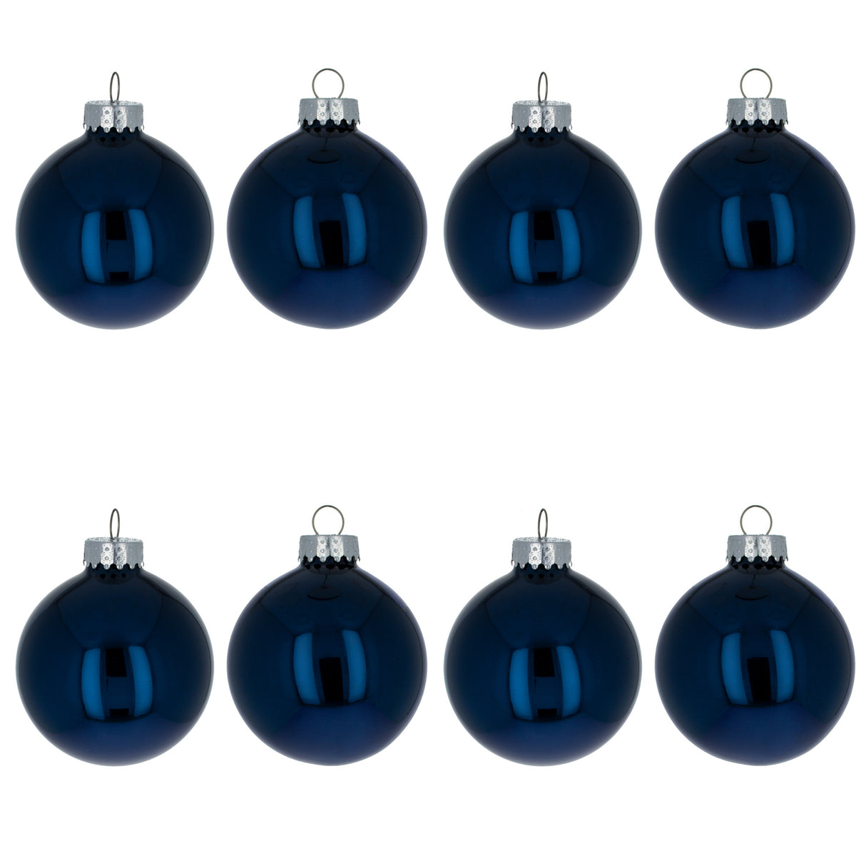 Set of 8 Shiny Blue Glass Christmas Ball Ornament DIY Craft 2.6 Inches in Blue color, Round shape