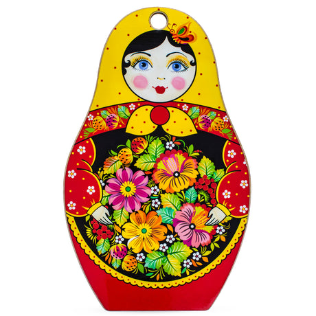 Matryoshka Doll Decorative Wooden Cutting Board in Red color,  shape