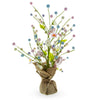 Twinkling Easter Elegance: LED Illuminated Tree Adorned with Decorative Eggs ,dimensions in inches: 17.5 x 3.1 x 3.2