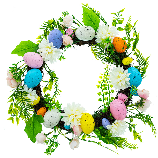 Styrofoam Vibrant Festivity: Multicolored Plastic Easter Egg Wreath in Multi color Round