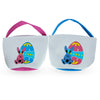 Fabric Bunny-Adorned Easter Egg Hunt Duo: Set of 2 Blue and Pink Fabric Baskets, 9.5 Inches Tall in Multi color
