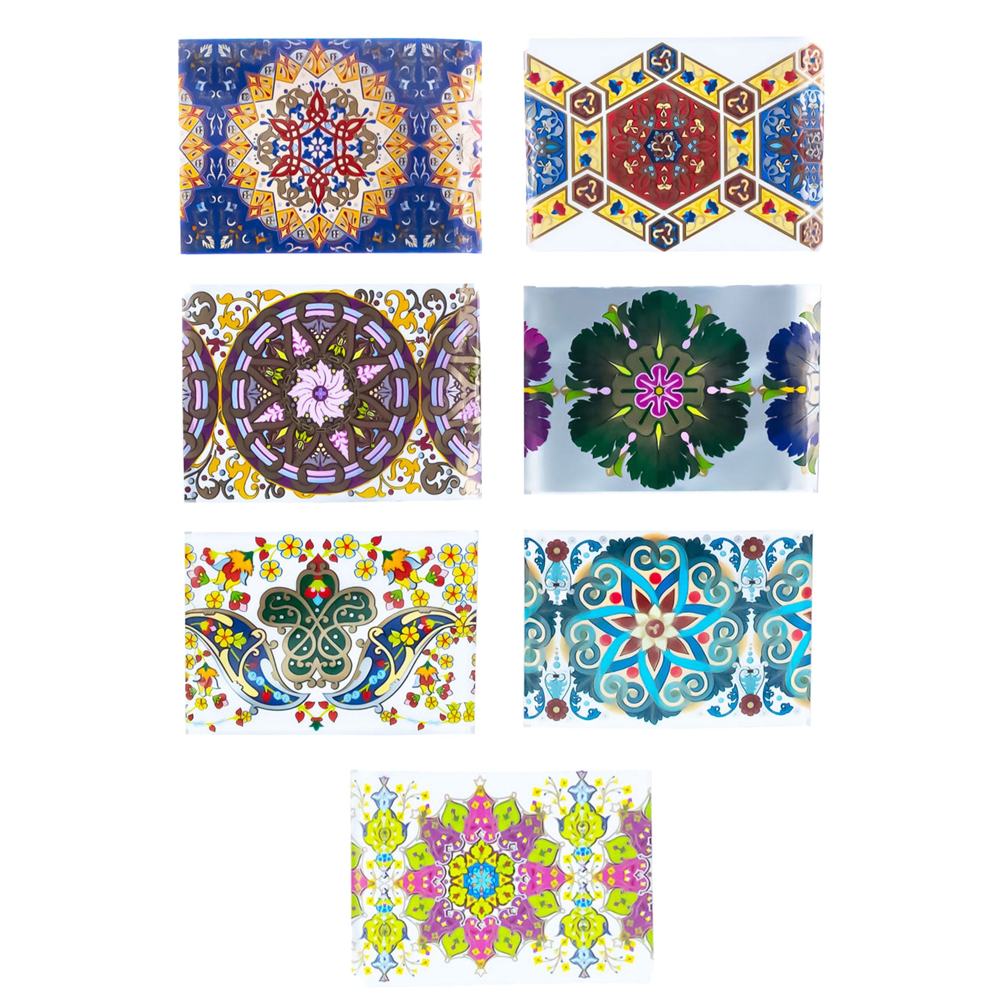7 Mandala, Mosaic & Baroque Floral Patterns Ukrainian Easter Egg Decorating Wraps Heat Shrink Sleeves in Multi color Rectangular