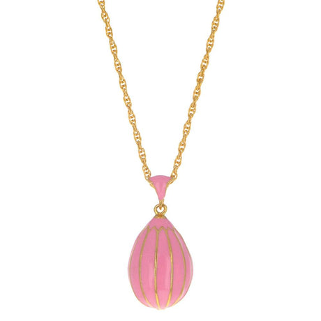 Pewter Pink Royal Egg Pendant Necklace in Pink color Oval