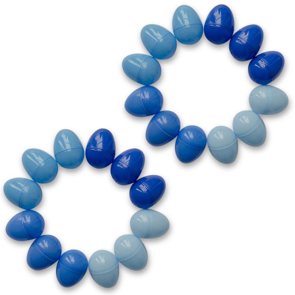 Plastic Set of 24 Blue Plastic Eggs in Blue color Oval