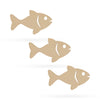 Wood 3 Fishes Unfinished Wooden Shapes Craft Cutouts DIY Unpainted 3D Plaques 4 Inches in Beige color