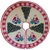 Fabric Santa Reading the Gift List by Christmas Tree Skirt 50 Inches in Red color Round