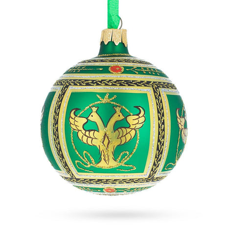 Glass Regal 1912 Napoleonic Royal Egg Green - Blown Glass Ball Christmas Ornament 3.25 Inches in Green color Round