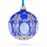 Glass 1908 Regal Alexander Palace Royal Egg - Blown Glass Ball Christmas Ornament 3.25 Inches in Blue color Round