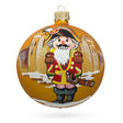 Guardian of Festivities: Nutcracker Soldier Blown Glass Ball Christmas Ornament 3.25 Inches in Orange color, Round shape