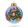 Glass Playful Monkey with Christmas Gifts - Artisan Blown Glass Ball Christmas Ornament 4 Inches in Multi color Round