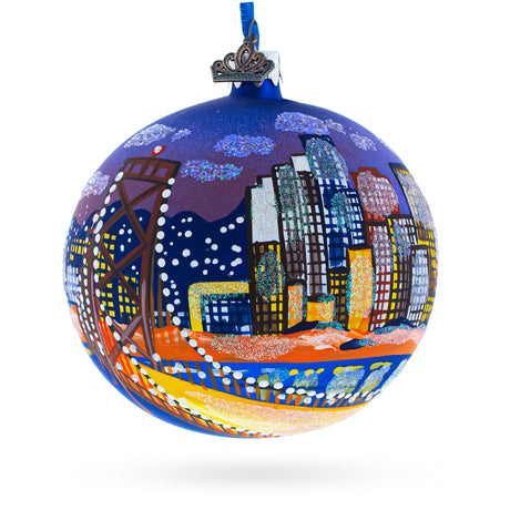 San Francisco, California Glass Ball Christmas Ornament 3.25 Inches in Blue color, Round shape