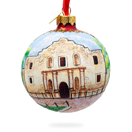 Glass The Alamo, San Antonio, Texas Glass Ball Christmas Ornament 3.25 Inches in Multi color Round