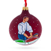Glass Caring Physical Therapist - Blown Glass Ball Christmas Ornament 3.25 Inches in Red color Round