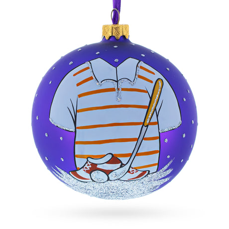 Glass Swing for the Greens: Golf Blown Glass Ball Christmas Ornament 4 Inches in Purple color Round