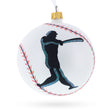 Glass Home Run Heart: I Love Baseball Blown Glass Ball Christmas Ornament 4 Inches in White color Round