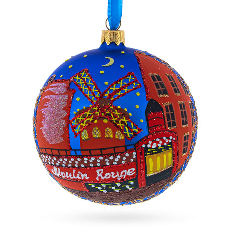 Glass Paris, France Glass Ball Christmas Ornament 4 Inches in Multi color Round