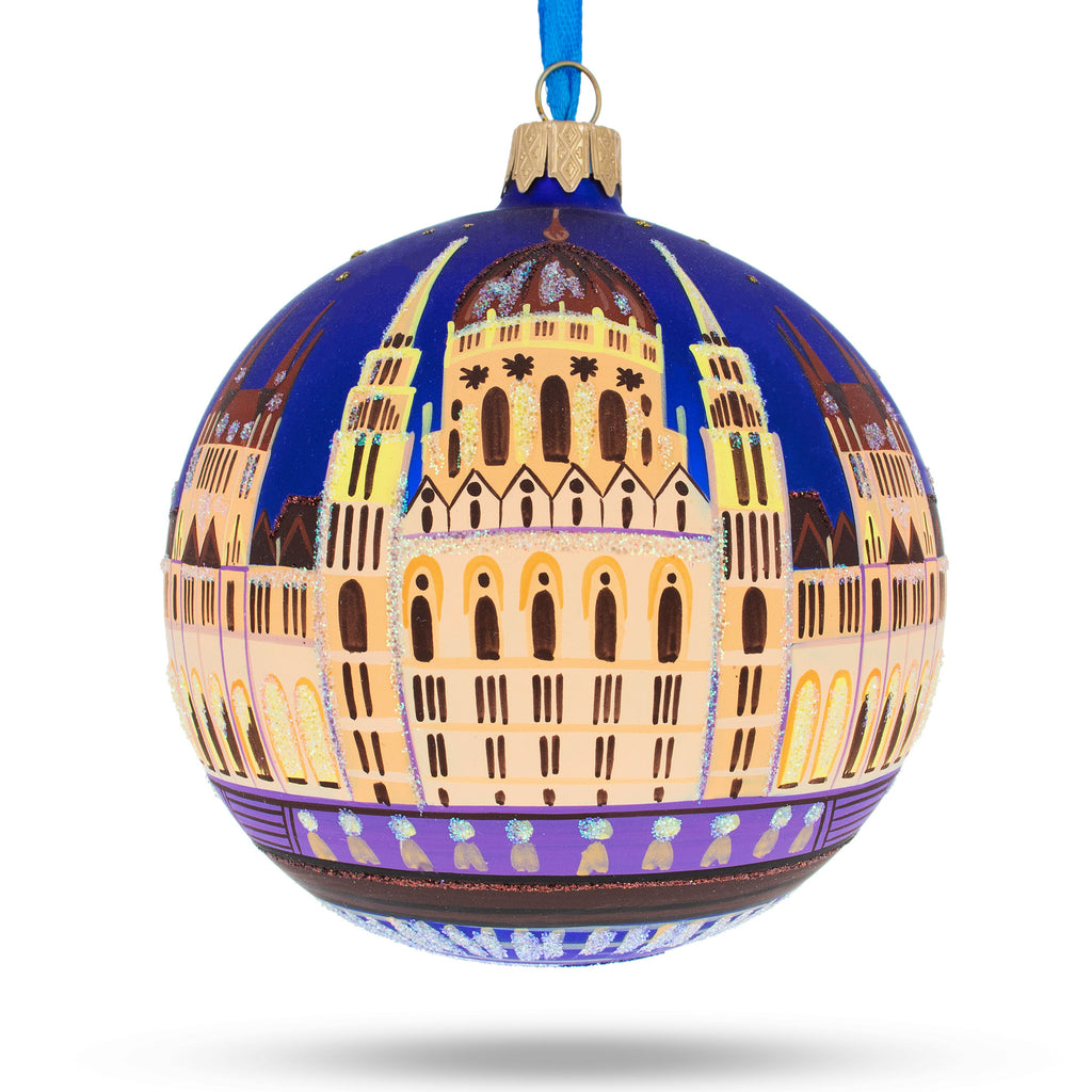 Glass Budapest Parliament, Hungary Glass Ball Christmas Ornament 4 Inches in Multi color Round