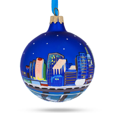 Glass Oklahoma City, Oklahoma, USA Glass Christmas Ornament 3.25 Inches in Multi color Round