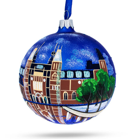 Glass Rijksmuseum, Amsterdam, Netherlands Glass Ball Christmas Ornament 4 Inches in Multi color Round