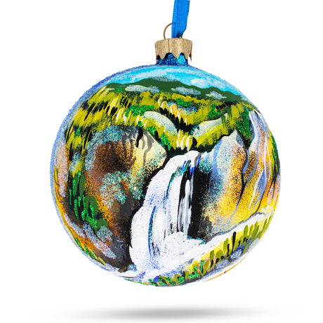 Glass Yellowstone National Park, Wyoming Glass Ball Christmas Ornament 4 Inches in Multi color Round