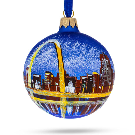 Glass Gateway Arch, St. Louis, Missouri Glass Ball Christmas Ornament 3.25 Inches in Multi color Round