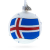 Glass Flag of Iceland Blown Glass Ball Christmas Ornament 3.25 Inches in Multi color Round