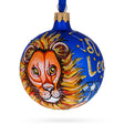 Glass Starry Skyline: Leo Zodiac Sign Blue Blown Glass Ball Christmas Ornament 3.25 Inches in Blue color Round