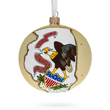 Glass Illinois State, USA Glass Ball Christmas Ornament 4 Inches in Multi color Round