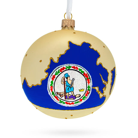 Glass Virginia State, USA Glass Ball Christmas Ornament 4 Inches in Multi color Round