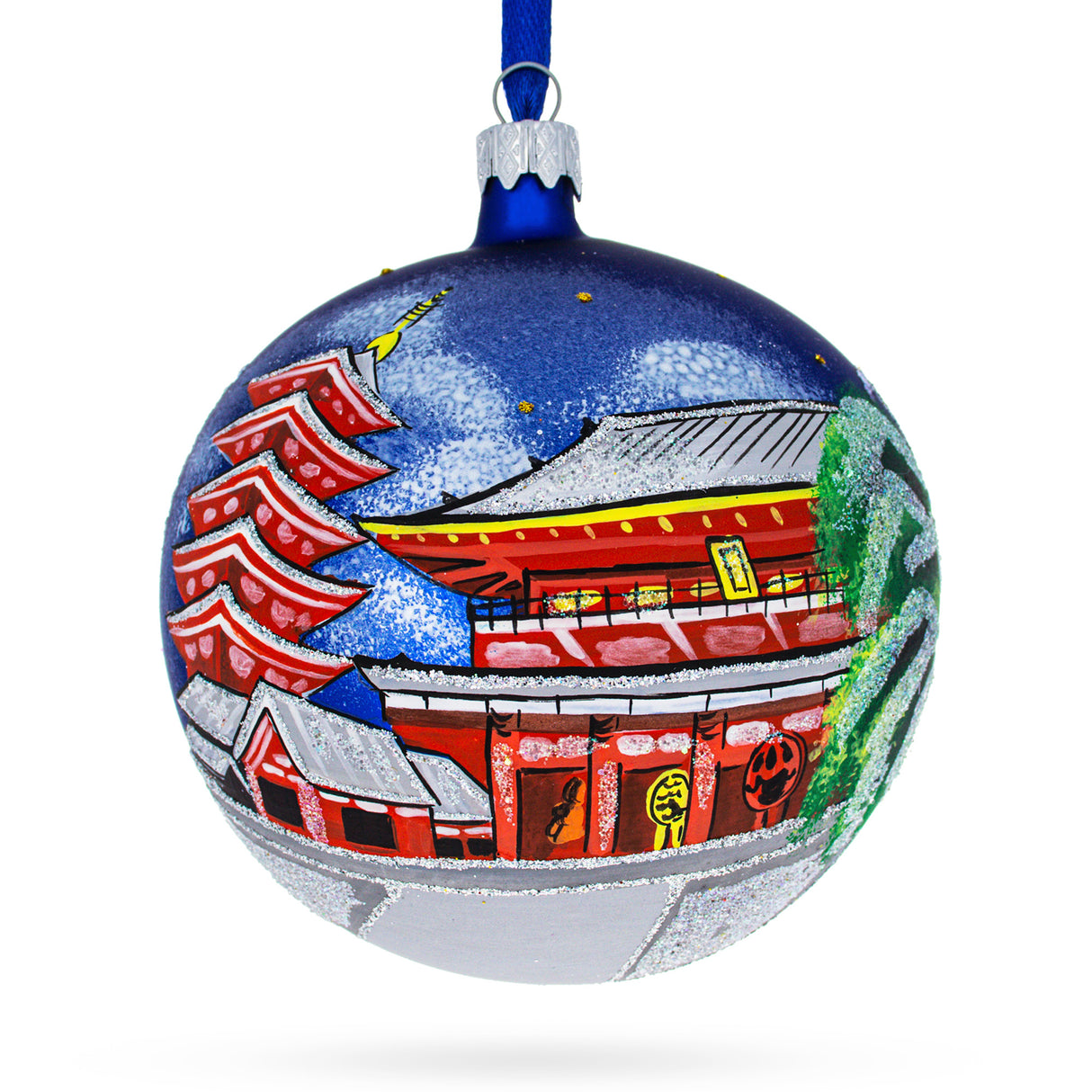 Glass Asakusa, Tokyo, Japan Glass Ball Christmas Ornament 4 Inches in Multi color Round