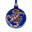 Glass Scorpio the Scorpion: Zodiac Horoscope Sign Blown Glass Ball Christmas Ornament 3.25 Inches in Blue color Round