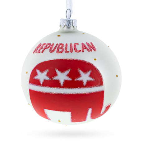 Republican Party Elephant: Political Symbol Blown Glass Ball Christmas Ornament 4 Inches in Multi color, Round shape