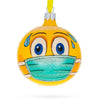 Glass Facial Expressions in Mask Blown Glass Ball Christmas Ornament 3.25 Inches in Multi color Round